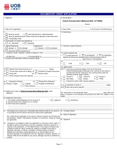 Documentary Credit Application Form - UOB Malaysia