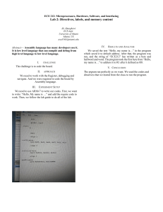 ECE 212 Lab 2: Assembly, Directives, and Memory