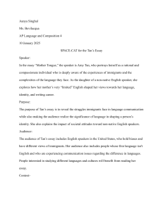 Amy Tan's Mother Tongue Essay Analysis: SPACE-CAT
