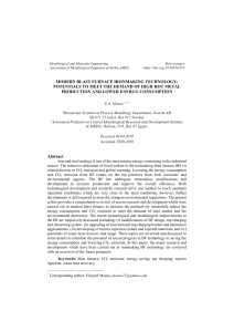Blast Furnace Ironmaking: High Production & Low Energy