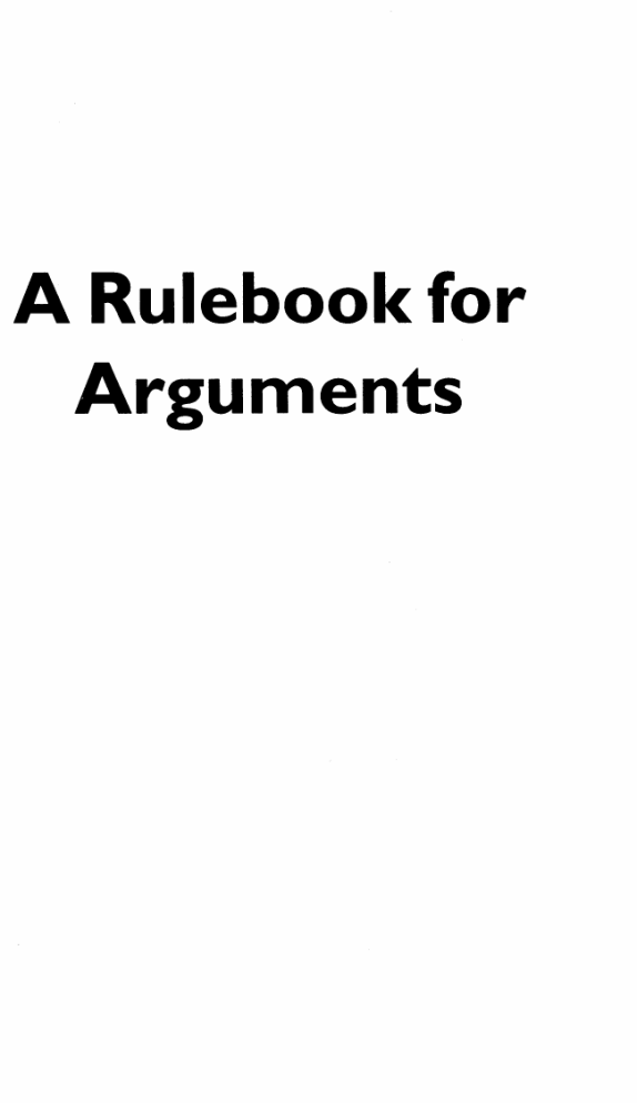 A Rulebook for Arguments Improve Your Reasoning Skills