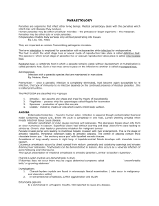 Parasitology Lecture Notes: Protozoa, Amoeba, Malaria