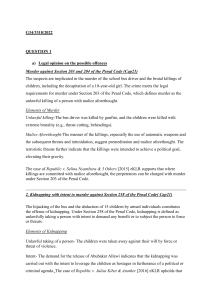 Criminal Law: Murder, Kidnapping, Terrorism Charge Sheet
