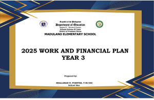 Madulano Elementary School 2025 Work & Financial Plan