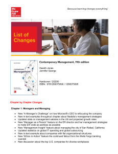 Contemporary Management 11th Edition: Chapter Changes