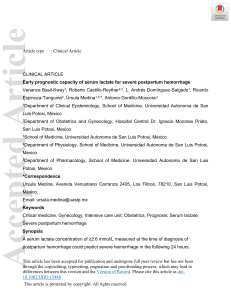 Serum Lactate for Postpartum Hemorrhage Prognosis