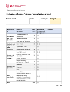 Master's Thesis Evaluation Form - Engineering Sciences