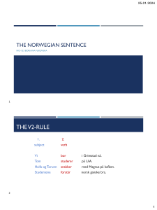 Norsk V2-regel: Grammatikpr&aelig;sentation