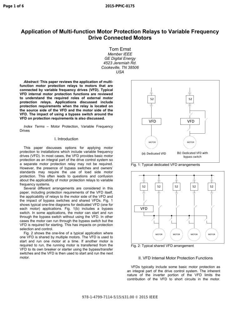 VFD Motor Protection Relays: Application & Requirements