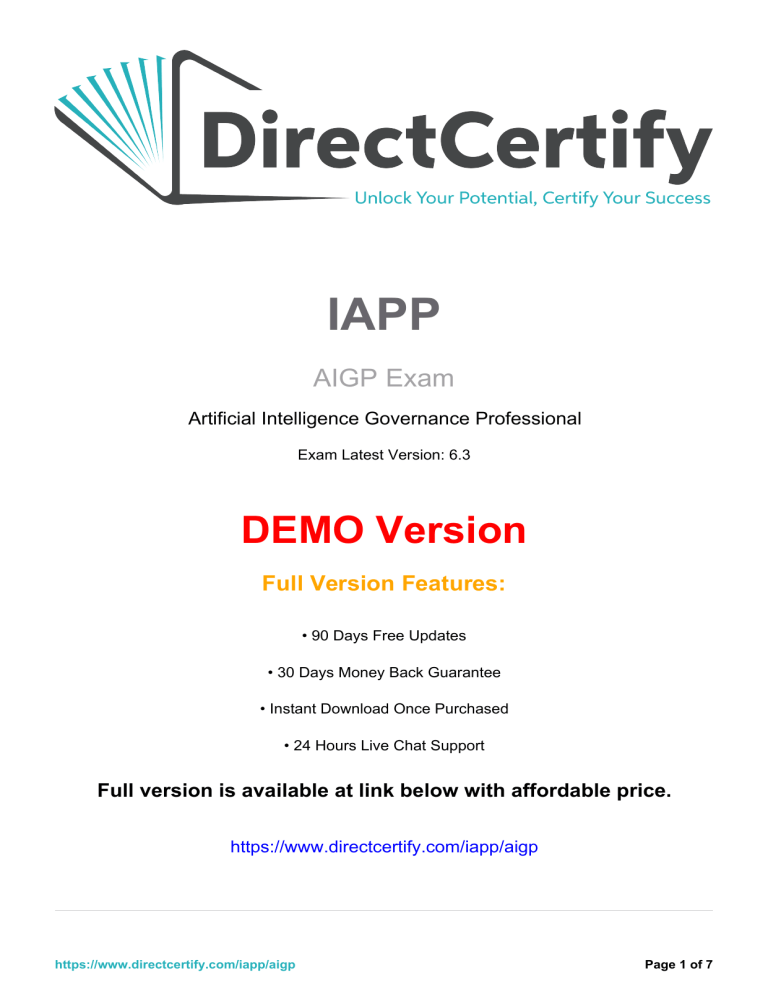 IAPP Artificial Intelligence Governance Professional (AIGP) Cert Prep – Center for Career Engagement | Washington University in St. Louis