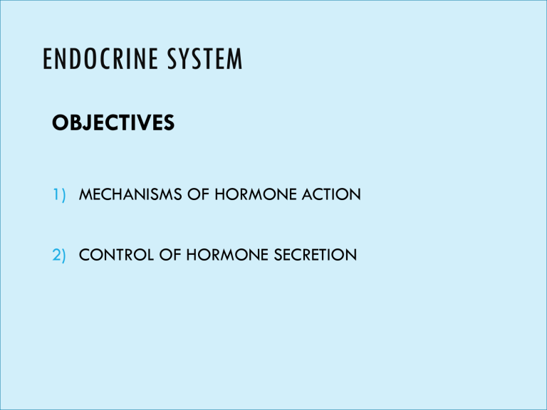 Endocrine System: Hormone Action & Secretion Control
