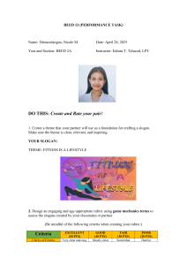 Fitness Slogan Performance Task & Rubric - BEED 2A