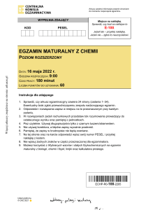 Arkusz Egzaminacyjny Matura Chemia - Poziom Rozszerzony