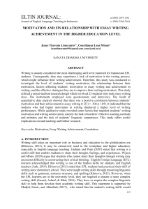 Motivation & Essay Writing Achievement in EFL Students
