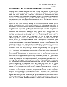 El destino en la cultura griega: libre albedr&iacute;o vs. destino