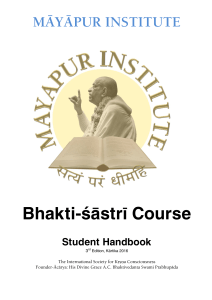 M&auml;y&auml;pur Institute Bhakti-&ccedil;&auml;str&eacute; Course: Student Handbook & Syllabus