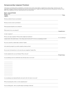 Entrepreneurship Business Plan Worksheet