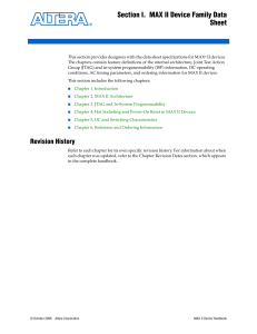 MAX II Device Family Data Sheet: Architecture & Specs