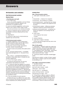 Genetics & Evolution Answer Key: Environmental & Inherited Variation