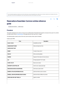Reservations Essentials  Common entries reference guide - Amadeus Service Hub