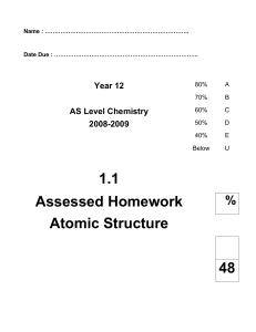 AS Level Chemistry Atomic Structure Homework | Year 12 Assessment