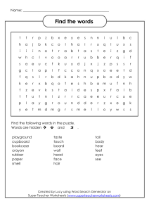 Hoja de Trabajo: Vocabulario Escolar y del Cuerpo