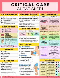 Critical Care Nursing Cheat Sheet | Vital Signs & Meds