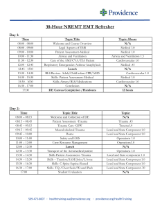 30-Hour NREMT EMT Refresher Course Schedule