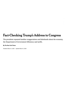 Fact-Checking Trump's Address to Congress - NYT