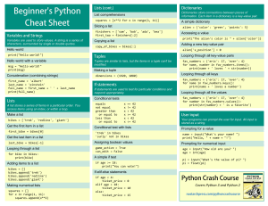 Beginner's Python Cheat Sheet: Variables, Lists, Functions, Classes