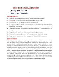 Biology Assessment: Health, Diabetes & Thyroid