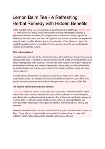 Lemon Balm Tea: Benefits, Recipe & Herbal Remedy Guide