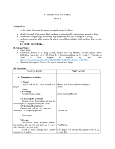 Grade 3 Music Lesson Plan: Identifying Pitch