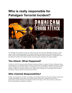Pahalgam Terrorist Attack: Responsibility and Regional Impact