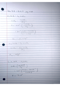 Snell's Law Calculations: Refraction Notes