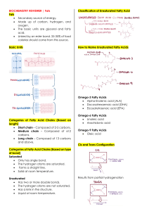 Biochemistry Reviewer: Fats - Key Concepts & Classifications