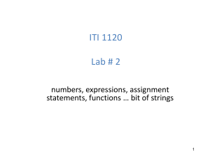 ITI 1120 Lab 2: Python Expressions & Functions
