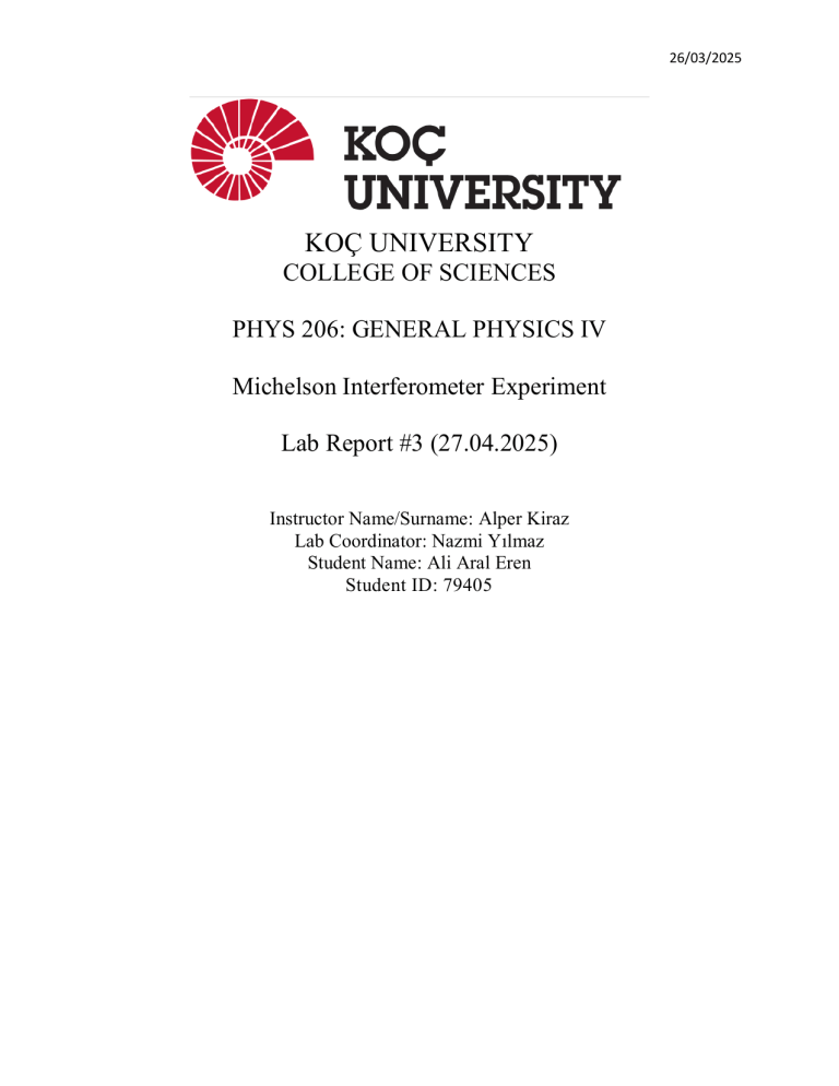 Michelson Interferometer Lab Report: Wavelength Calculation in Physics