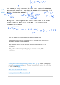 Simple Interest, Commission & Discounts Worksheet