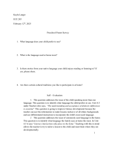 Preschool Parent Survey: Language & Culture