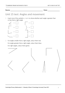 Angles and Movement Test - Cambridge Primary Math Stage 3