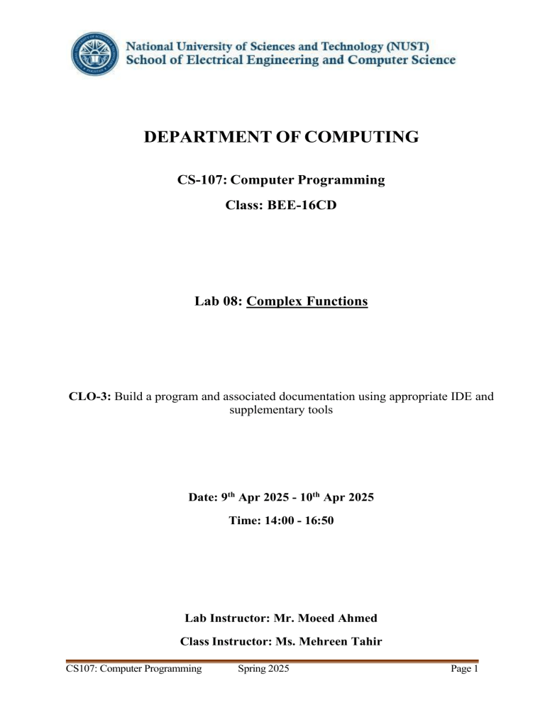 C++ Complex Functions Lab: Recursion & Libraries