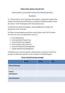 Nokia India Battery Recall Crisis: Presentation Outline