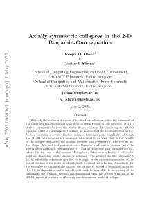 Axially Symmetric Collapses in 2D Benjamin-Ono Equation