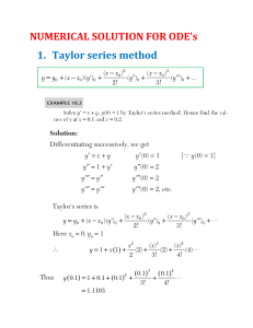 Numerical ODE Solutions: Taylor & Euler Methods