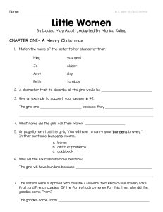 Little Women Worksheet: Character & Comprehension