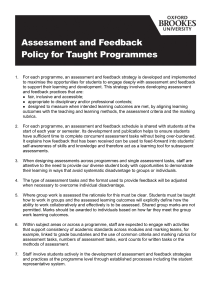 Assessment & Feedback Policy for Taught Programmes