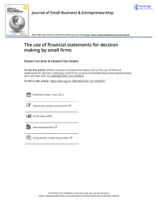 Financial Statement Use in Small Firms: Decision Making