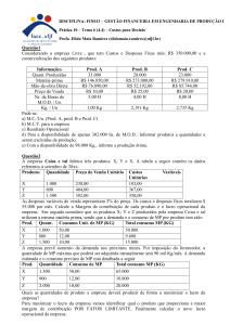Pr&aacute;tica de Gest&atilde;o Financeira: An&aacute;lise de Custos e Produ&ccedil;&atilde;o