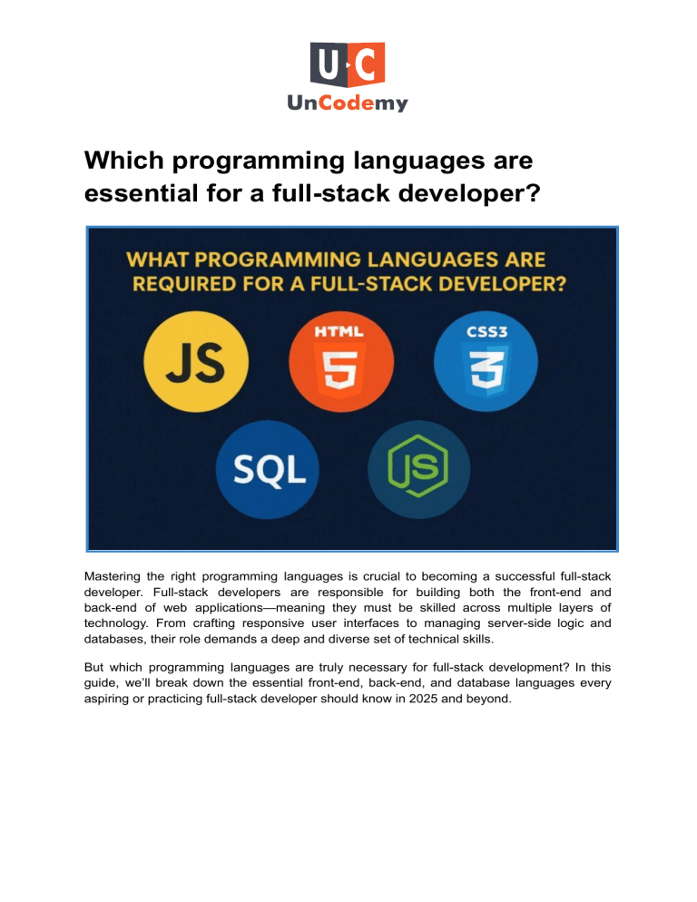 Essential Programming Languages for Full-Stack Developers